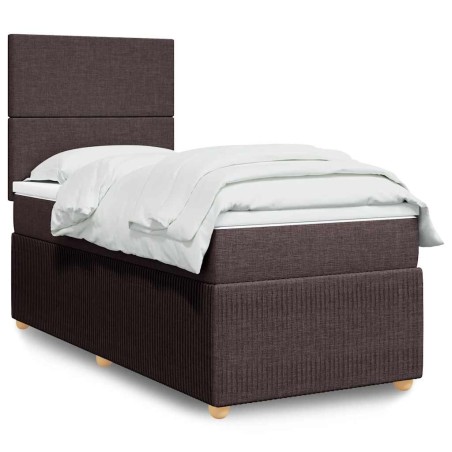Sommier à lattes de lit avec matelas Marron foncé 100x200 cm 