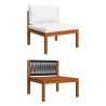 Salon de jardin 5 pcs avec coussins Crème Bois d'acacia solide 