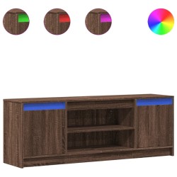 Meuble TV avec LED chêne marron 139,5x34x50cm bois d'ingénierie 
