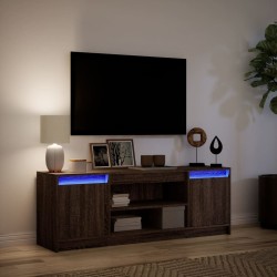Meuble TV avec LED chêne marron 139,5x34x50cm bois d'ingénierie 