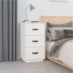 Table de chevet Blanc 40x40x75 cm Bois de pin solide 