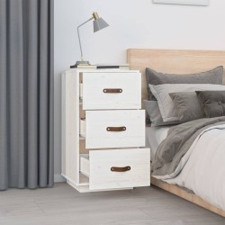  Table de chevet Blanc 40x40x75 cm Bois de pin solide 