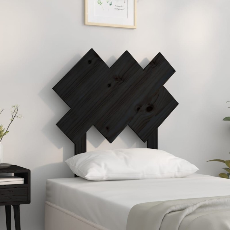 Tête de lit Noir 72,5x3x81 cm Bois massif de pin Tête de lit Noir 72,5x3x81 cm Bois massif de pin