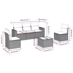 Salon de jardin avec coussins 6 pcs beige résine tressée 