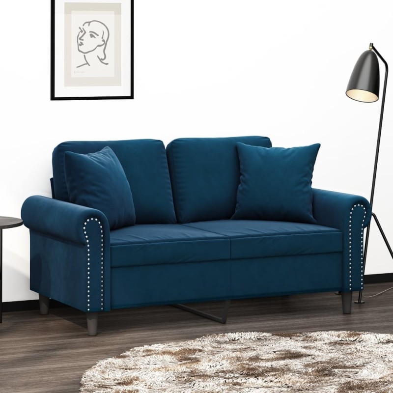 Coussins décoratifs lot de 2 Bleu 40x40 cm Velours Coussins décoratifs lot de 2 Bleu 40x40 cm Velours