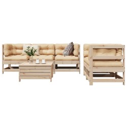 Salon de jardin 6 pcs bois de pin massif 
