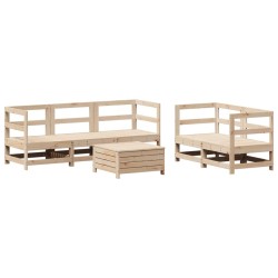 Salon de jardin 6 pcs bois de pin massif 