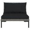 Salon de jardin 4 pcs avec coussins Résine tressée Gris foncé 