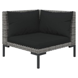 Salon de jardin 4 pcs avec coussins Résine tressée Gris foncé 