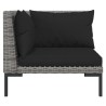Salon de jardin 4 pcs avec coussins Résine tressée Gris foncé 