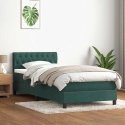 Sommier à lattes de lit et matelas vert foncé 90x220 cm velours 