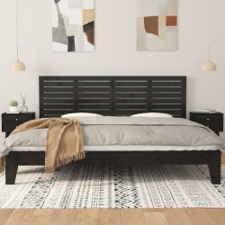 Tête de lit murale Noir 186x3x63 cm Bois massif de pin 