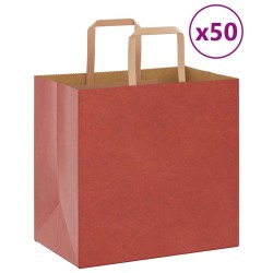 Sacs en papier 50 pcs avec poignées rouge 26x17x25 cm 