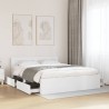 Cadre de lit avec tête de lit sans matelas blanc 160x200 cm 