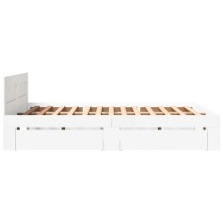 Cadre de lit avec tête de lit sans matelas blanc 160x200 cm 