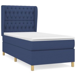 Sommier à lattes de lit avec matelas Bleu 90x190 cm Tissu 