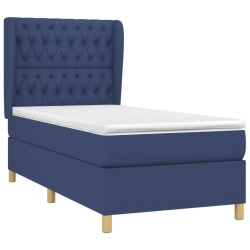 Sommier à lattes de lit avec matelas Bleu 90x190 cm Tissu 