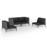 Salon de jardin 4 pcs avec coussins Résine tressée Gris foncé 
