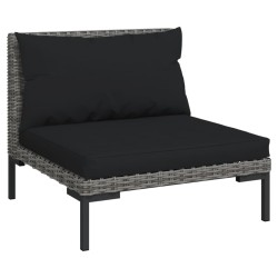 Salon de jardin 4 pcs avec coussins Résine tressée Gris foncé 