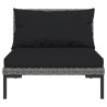 Salon de jardin 4 pcs avec coussins Résine tressée Gris foncé 