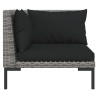 Salon de jardin 4 pcs avec coussins Résine tressée Gris foncé 