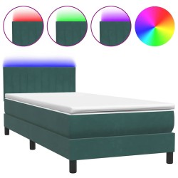 Sommier à lattes de lit et matelas vert foncé 100x210cm velours 