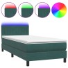 Sommier à lattes de lit et matelas vert foncé 100x210cm velours 