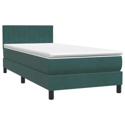 Sommier à lattes de lit et matelas vert foncé 100x210cm velours 