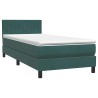 Sommier à lattes de lit et matelas vert foncé 100x210cm velours 
