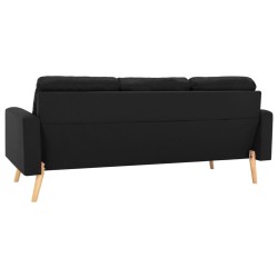 Canapé à 3 places Noir Tissu 
