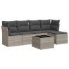 Salon de jardin 6 pcs avec coussins gris clair résine tressée 