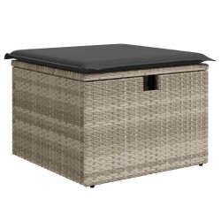 Salon de jardin 6 pcs avec coussins gris clair résine tressée 