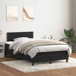 Sommier à lattes de lit avec matelas noir 120x210 cm velours 