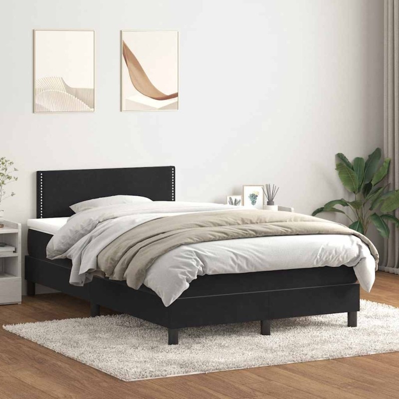Sommier à lattes de lit avec matelas noir 120x210 cm velours 