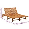 Chaise longue de jardin 2 places avec coussins Acacia solide 