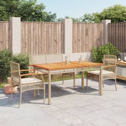 Ensemble à manger de jardin coussins 4 pcs beige résine tressée 