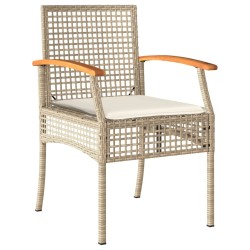Ensemble à manger de jardin coussins 4 pcs beige résine tressée 