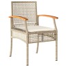 Ensemble à manger de jardin coussins 4 pcs beige résine tressée 