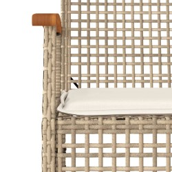 Ensemble à manger de jardin coussins 4 pcs beige résine tressée 