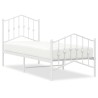 Cadre de lit métal sans matelas avec pied de lit blanc 75x190cm 