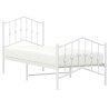 Cadre de lit métal sans matelas avec pied de lit blanc 75x190cm 
