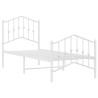 Cadre de lit métal sans matelas avec pied de lit blanc 75x190cm 