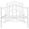 Cadre de lit métal sans matelas avec pied de lit blanc 75x190cm 