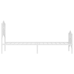 Cadre de lit métal sans matelas avec pied de lit blanc 75x190cm 