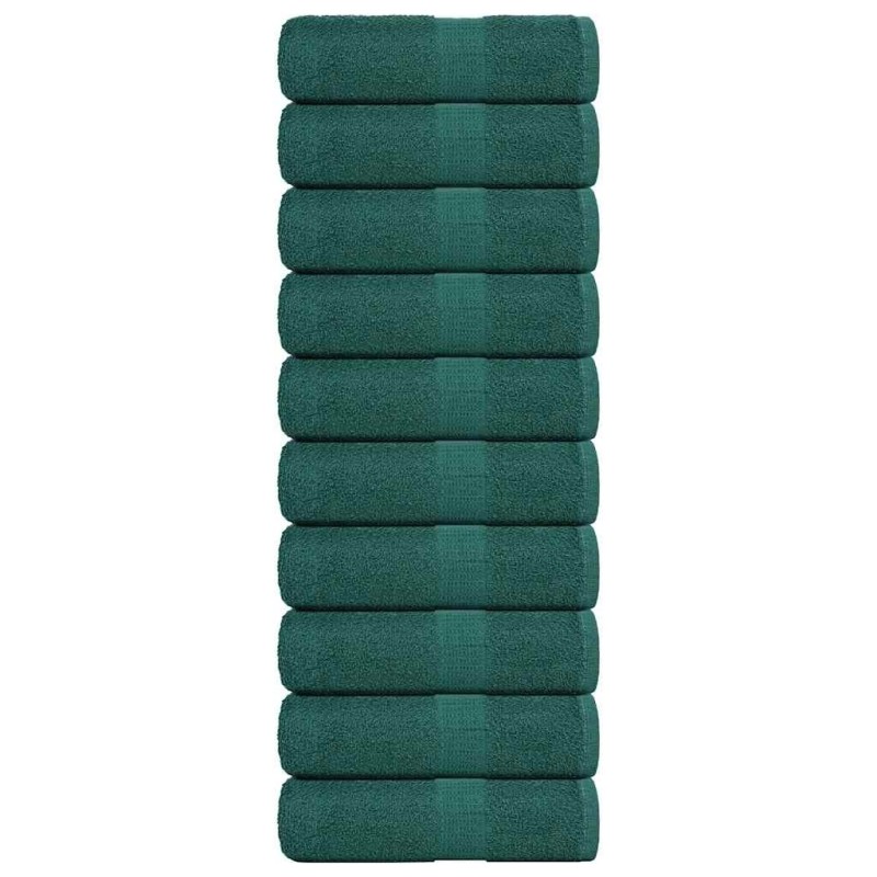 Serviettes de visage 10 pcs vert 30x30 cm 360 g/m² 100% coton 