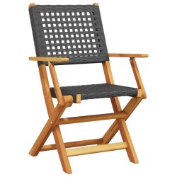 Ensemble à manger de jardin 5 pcs résine tressée et bois massif 
