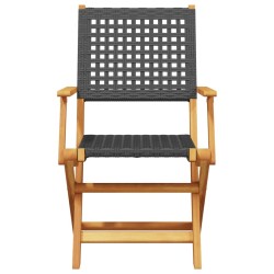 Ensemble à manger de jardin 5 pcs résine tressée et bois massif 