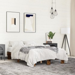 Cadre de lit sans matelas chêne fumé 135x190 cm 