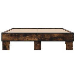 Cadre de lit sans matelas chêne fumé 135x190 cm 