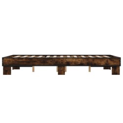 Cadre de lit sans matelas chêne fumé 135x190 cm 